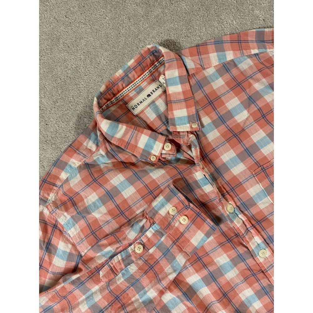 The Normal Brand Mens XL Long Sleeve Plaid button Down Flannel shirt Cotton‎ EUC